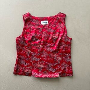 Vintage Petite Perceptions Asian Brocade Sleeveless Blouse